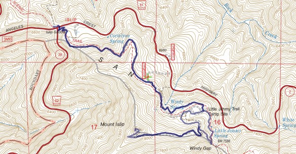 Islip Saddle to Mt. Islip Track Map from  July 2016  using Backcountry Navigator (US Forest Service-2013 map) from my phone.
