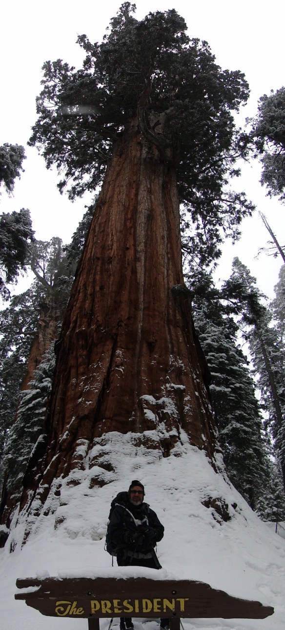 Kyle Kuns in front of The President.  Vertical Panorama photo by Scott Turner