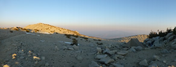 View looking at my campsite --notice the shaped tarp on the left. (Click to enlarge).