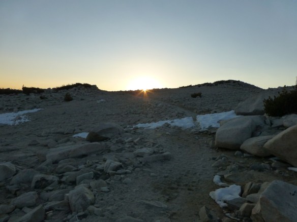 View looking back toward my campsite (between bumps) on Mt. San Gorgonio.