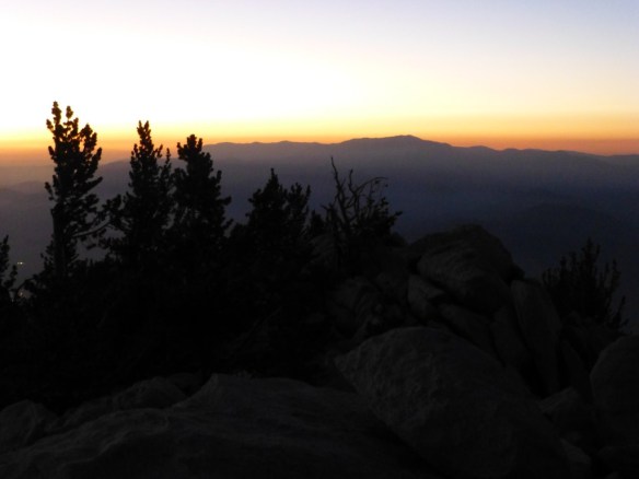 Dusk view toward Mt. San Gorgonio from Mt. San Jacinto.