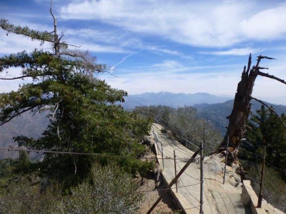 Path to the lookout at Mt. Wilson looking toward Mt. Baldy, May 2014.