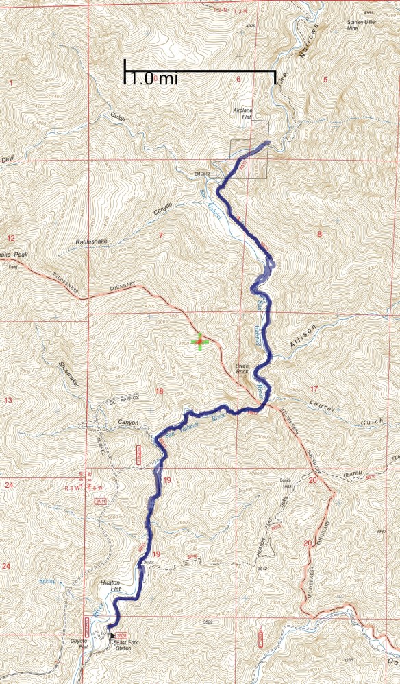 Hike #006 track map using Backcountry Navigator (US Forest Service-2013 map) from my phone.