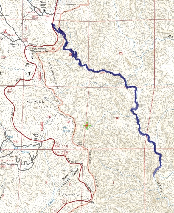 Hike #013 track map using Backcountry Navigator (US Forest Service-2013 map) from my phone.
