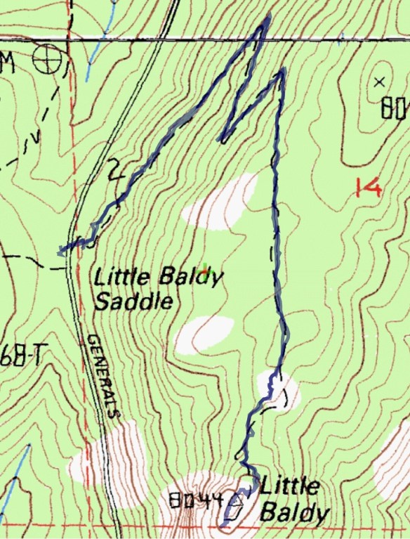 Hike #039 Little Baldy track map using Backcountry Navigator (Cal Top Map) from my phone.