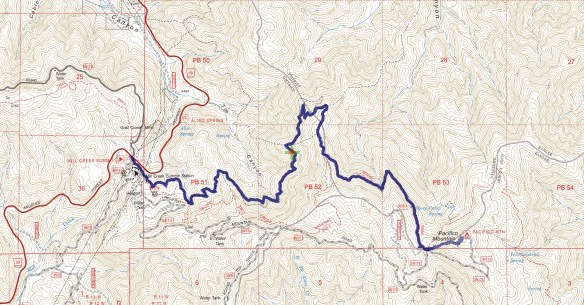 Hike #009 track map using Backcountry Navigator (US Forest Service-2013 map) from my phone.