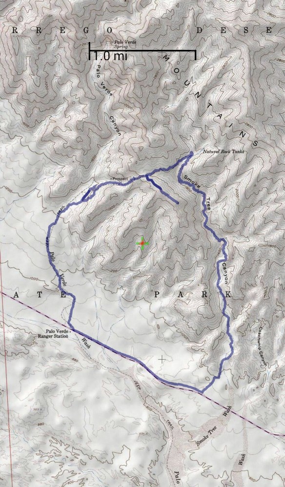 Hike #003 track map using Back Country Navigator (USA Topo Maps-ArcGIS) from my phone.