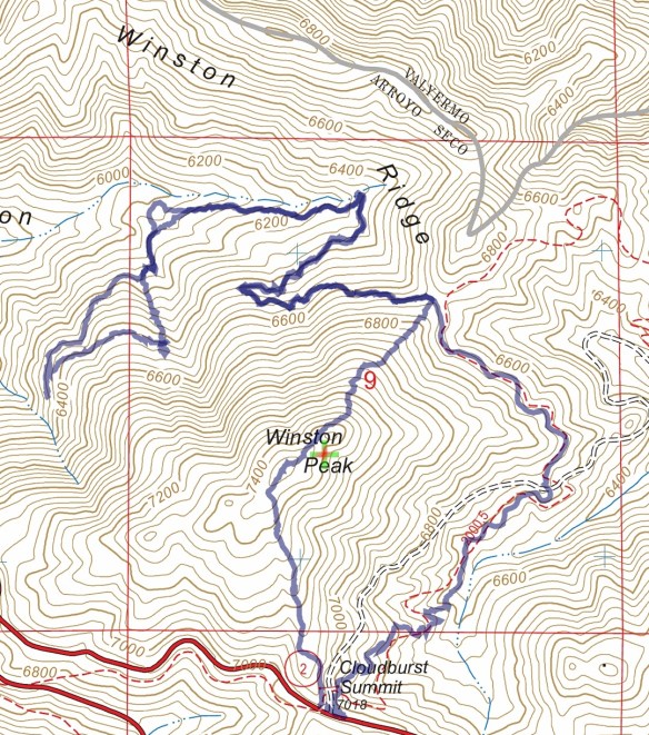 Hike #035 Squaw Canyon track map using Backcountry Navigator (US Forest Service-2013 map) from my phone.