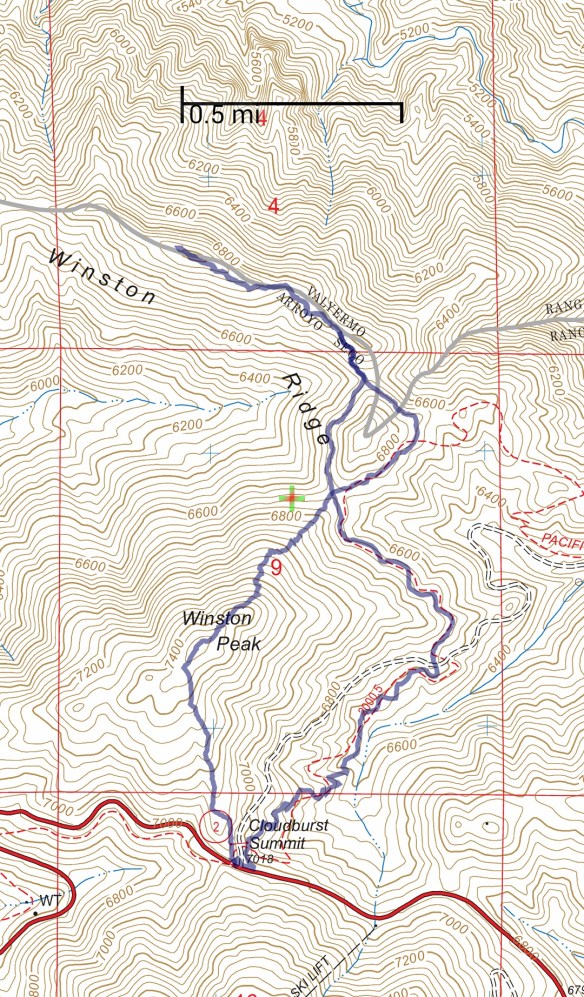 Hike #008 track map using Backcountry Navigator (US Forest Service-2013 map) from my phone.