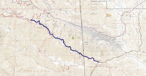 Hike #030 (PCT) track map using Backcountry Navigator (US Forest Service-2013 map) from my phone.