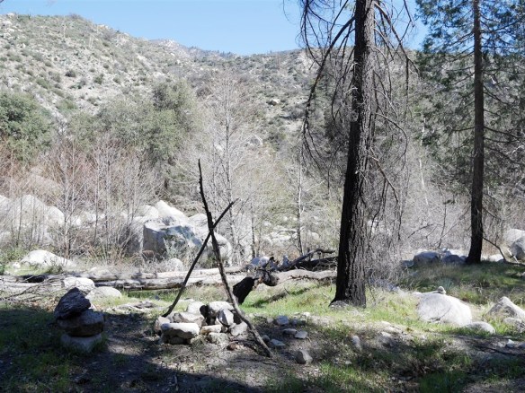 One of the two makeshift sites I came across with some remains of open fires (prohibited for good reason outside clearly designated areas of Angeles National Forest).