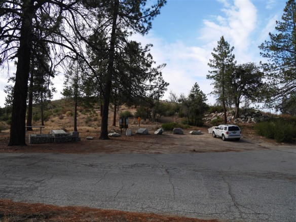 View of South Chilao parking area and Silver Moccasin trailhead heading south.