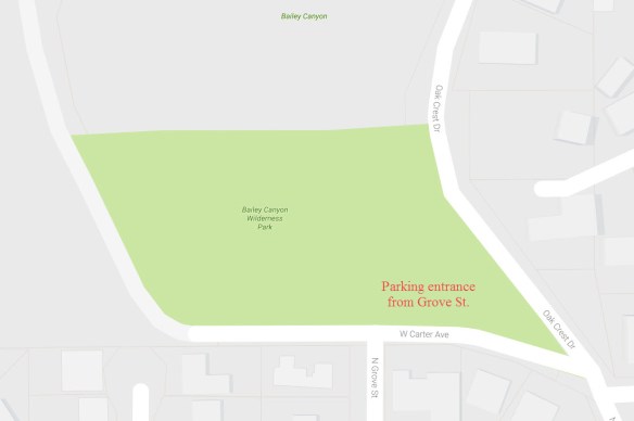 Bailey Canyon Wilderness Park vicinity map.