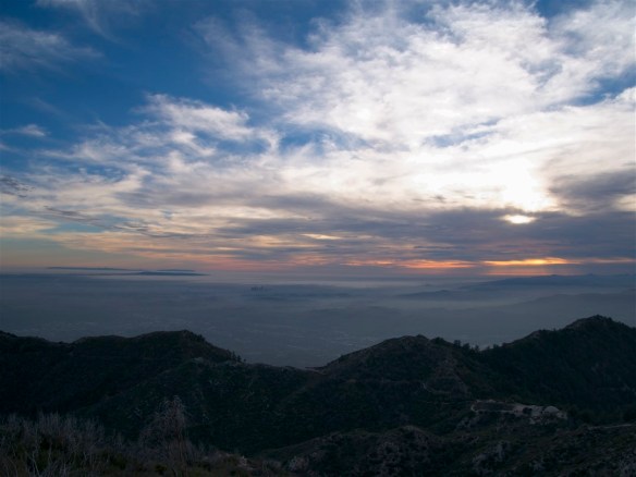 View from the East Mt. Lowe Trail looking down on to Inspiration Point and out to Catalina Island.